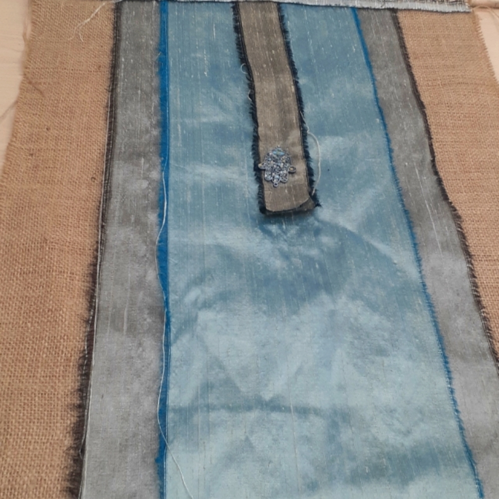 BOHO Hand made Hamsa Wall Hanging Silk mixed Media